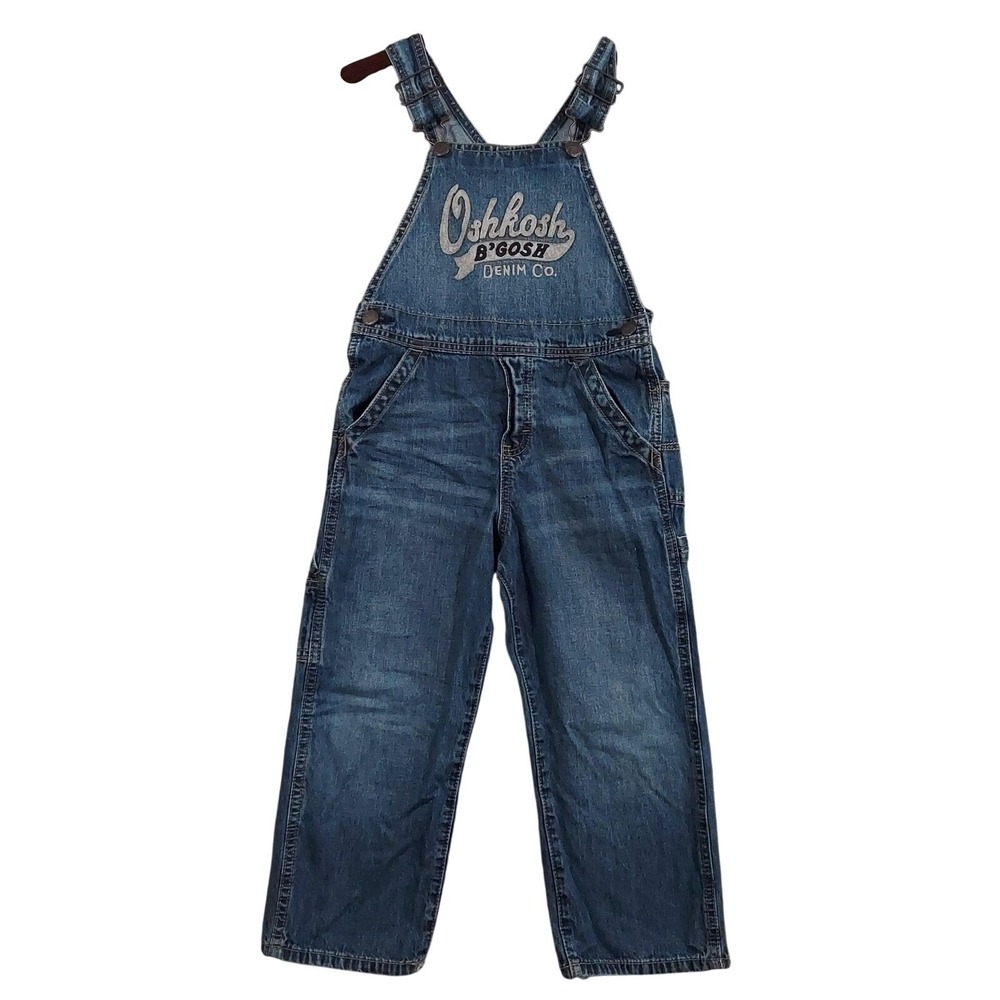 OshKosh B'gosh Overalls Kids 5T Blue Denim VESTBAK Logo Pockets Casual Play